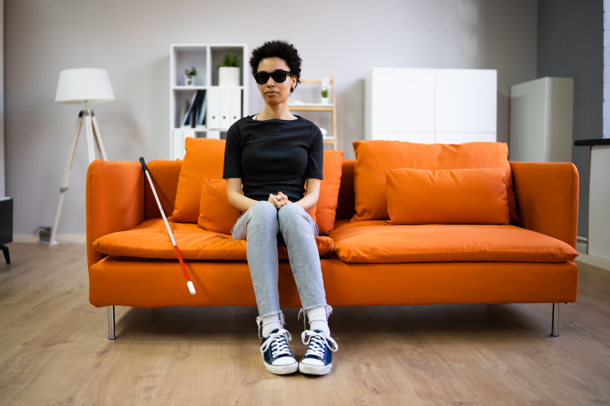 Lady sitting on a couch