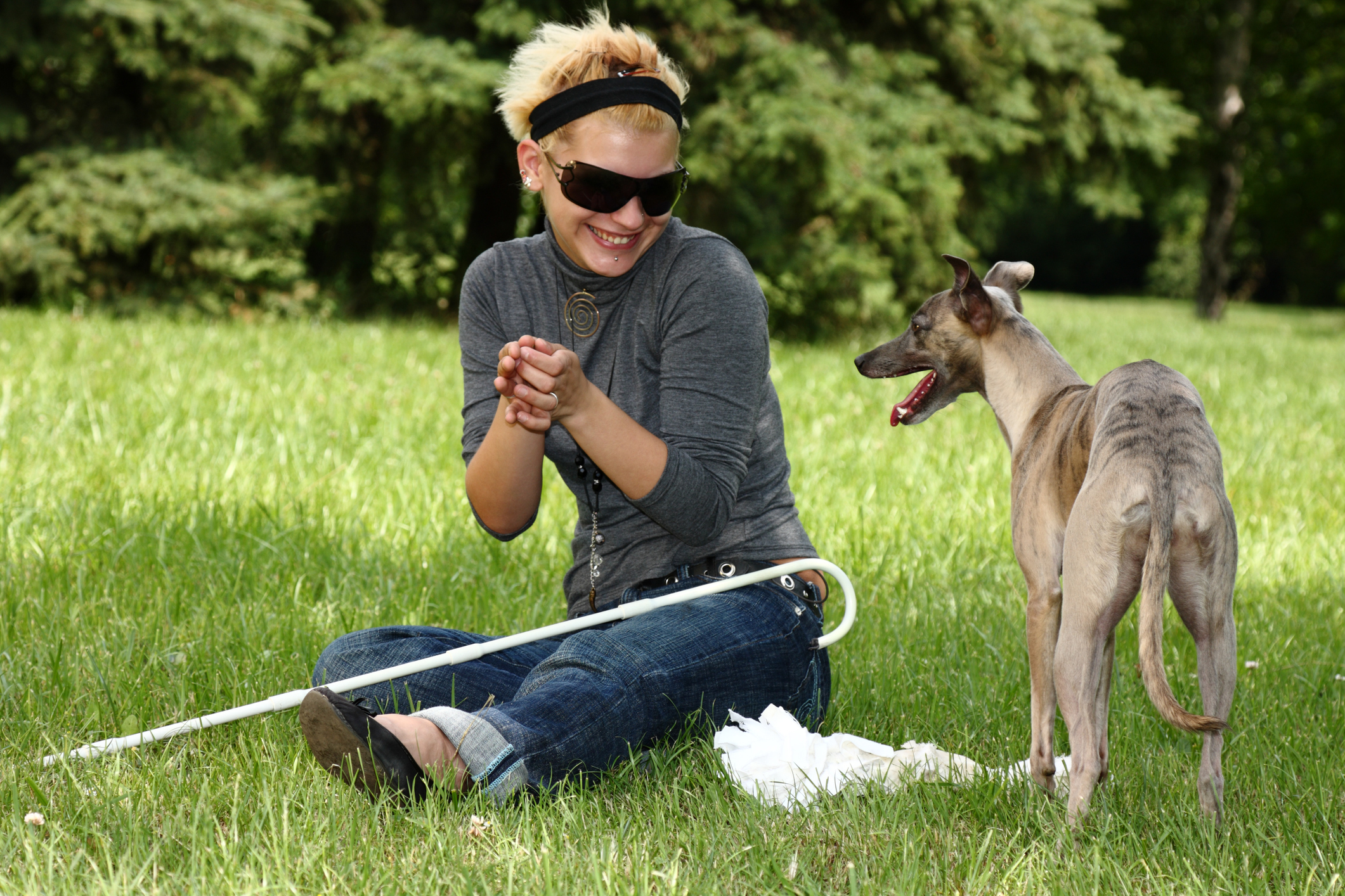 Girl with guide dog